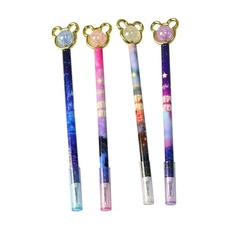 Crystal Bear Ballpoint Pen Starry Night Cute Cap Pen