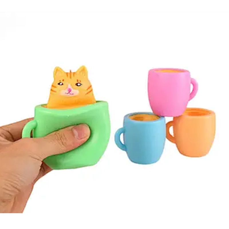 かわいい猫カップ スクイーズ ストレス解消フィジェット玩具