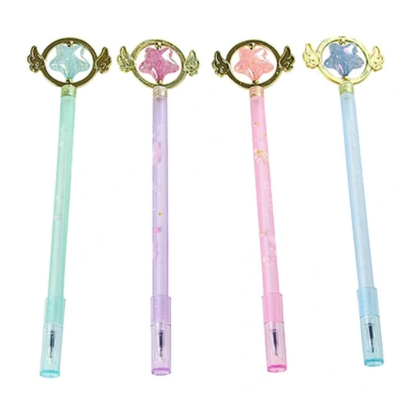 Crystal Star Ballpoint Pen Clear Barrel Cute Student Stationery