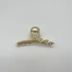 Luxury Gold Alloy Pearl Flower Hair Claw Clip for Women