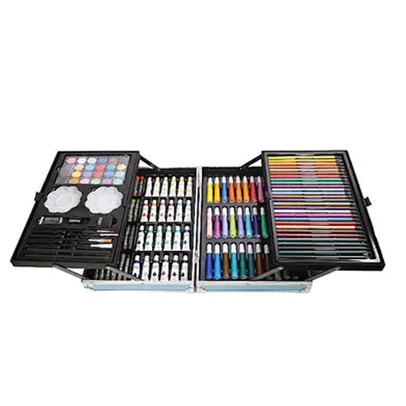 145-Piece Double-Layer Aluminum Kids Art Drawing Set