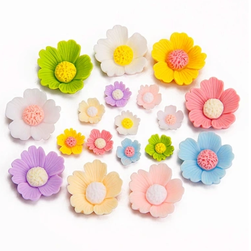 樹脂製9色デイジー花パーツ DIYヘアクリップ 手芸アクセサリー