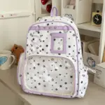 Cute Star Ita Backpack for Girls with Clear Doll Pocket