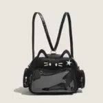 かわいい猫モチーフ 痛バッグ 小さめ リュック 斜め掛け 透明グッズバッグ
