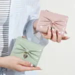 レディース 韓国風 リボンPUラウンドファスナー財布 カード・コインケース